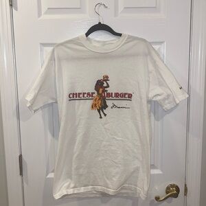 VINTAGE Cheese Burger In Paradise Men T-Shirt Large White Honolulu Jimmy Buffett